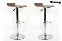 2x Design Barstool wood, height adjustable, seat rotates 360 -