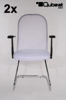 2x Freischwinger Mesh wei� mit Armlehne, chrome -