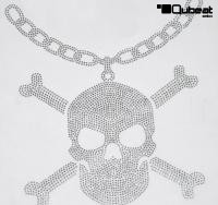 2x Strassmotiv Strass Hotfix Totenkopf 22x24cm B�gelbild Applikation Strasssteine f�r Kleidung