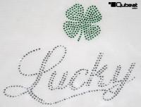 2x Strassmotiv Strass Lucky 15x12 cm Hotfix Bügelbild Applikation Strasssteine für Kleidung