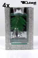 4x Teelicht Glocke, Weihnachten Weihnachtsbaum, Teelichthalter, Glas Kerze