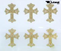 6x Strassmotiv Strass Kreuz Hotfix 5x7 cm B�gelbild Applikation Strassnieten f�r Kleidung