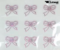 9x Strassmotiv Schleife Strass Hotfix 5x4 cm Bügelbild Applikation Strasssteine für Kleidung