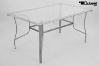 Aluminium Table, Rectangular, with Glass Plate-