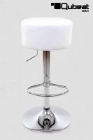 Barstool white REAL LEATHER height adjustable round seat classical comfortably padded - 