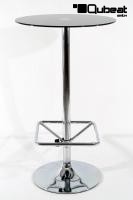Bistro Table Black Round Tempered Glass Board 102 cm Footrest-