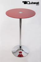 Bistro-Tisch rot, Glasplatte rund 102 cm - 
