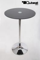 Bistro-Tisch schwarz, Glasplatte rund 102 cm - 