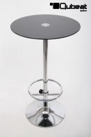 Bistro-Tisch schwarz, Glasplatte rund, Fu�st�tze 102 cm - 
