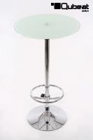 Bistro-Tisch wei�, Glasplatte rund, Fu�st�tze 102 cm - 