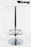 Bistro-Tisch wei�, Glasplatte rund, Fu�st�tze quadratisch 102 cm - 