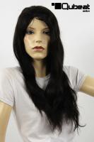 Braune Percke Echthaar lang lockig Frauenpercke echtes Haar 62 cm handgeknpft