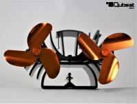 Doppelventilator f�r Kamin�fen, Ofenventilator, goldfarben, 6 Rotorbl�tter, stromlos - umweltfreundlich 13 cm