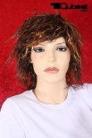 Fransige, braune Kurzhaarper�cke mit goldblonden Str�hnen