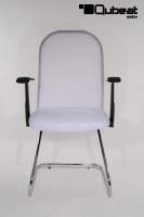 Freischwinger Mesh wei� mit Armlehne, chrome -