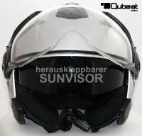 Jet Helmet, Motorcycle Helmet, Sunvisor - Silver, Size S