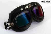 Motorcycle Goggles Classic, Black, Rainbow-Tinted Lenses, black frame