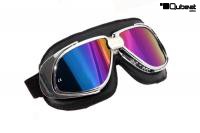 Motorcycle Goggles Classic, Black, Rainbow-Tinted Lenses