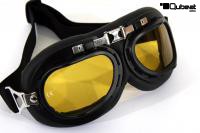 Motorcycle Goggles Classic, Black, Yellow Tinted Lenses