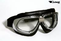 Motorcycle Goggles Classic, REAL LEATHER; Black, clear Lenses