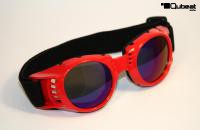 Motorcycle Goggles Red, Rainbow-Tinted Lenses