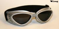 Motorcycle Goggles Silver, Smoke Tinted Lenses