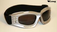 Motorcycle Goggles, Silver, Smoke Tinted Lenses