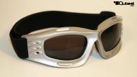 Motorcycle Goggles, Silver, Smoke tinted Lenses