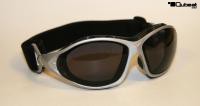 Motorcycle Goggles Silver, Smoke-Tinted Lenses