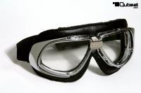 Motorradbrille Fliegerbrille Brille ECHT LEDER Biker schwarz mit klaren Glsern