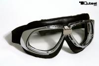 Motorradbrille Fliegerbrille Brille ECHT LEDER Biker schwarz mit klaren Gläsern