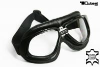 Motorradbrille Fliegerbrille Brille ECHT LEDER Biker schwarz mit klaren Gl�sern