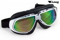 Motorradbrille Fliegerbrille Chopper Biker schwarz mit Rainbow getönten Gläsern