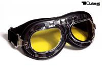 Motorradbrille Fliegerbrille Chopper Biker schwarz mit gelb getnten Glsern