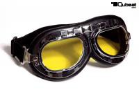 Motorradbrille Fliegerbrille Chopper Biker schwarz mit gelb getönten Gläsern
