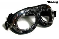 Motorradbrille Fliegerbrille Oldtimer Chopper Biker schwarz mit klaren Gläsern
