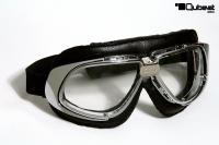 Motorradbrille Fliegerbrille Oldtimer Chopper Biker schwarz mit klaren Gläsern