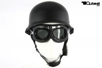 Motorradhelm Halbschale Stahlhelm schwarz matt Gr. L mit Motorradbrille klassisch schwarz get�nt