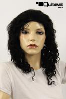 Schwarze Percke Echthaar lang Frauenpercke echtes Haar 45 cm handgeknpft