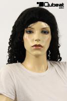 Schwarze Percke Echthaar lang lockig Frauenpercke echtes Haar 61 cm handgeknpft