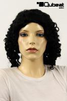 Schwarze Percke Echthaar lockig Frauenpercke echtes Haar 45 cm hangeknpft