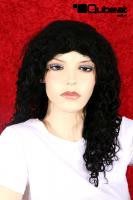 Schwarze Per�cke Echthaar lang Frauenper�cke lockig  45 cm indisches Echthaar