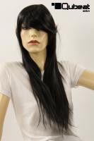 Schwarze, lange Frauenper�cke mit geradem Pony