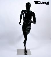 Weibliche Schaufensterpuppe, Sportlich, faceless, schwarz glänzend