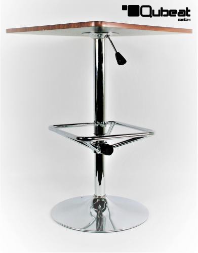 Bistro-Tisch holz, Fußstütze, quadratische Holzplatte, höhenverstellbar