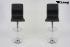 2 x Barstool black height adjustable with padded and stitched backrest - "Ron"