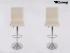 2 x Barstool creme height adjustable with backrest swivel seat top - "Steffen"