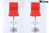 2 x Barstool red height adjustable with backrest swivel seat top - "Steffen"