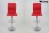 2 x Barstool red height adjustable with padded and stitched backrest - "Ron"