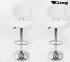 2 x Barstool white height adjustable with backrest 360 swivel seat top - "Tobias"